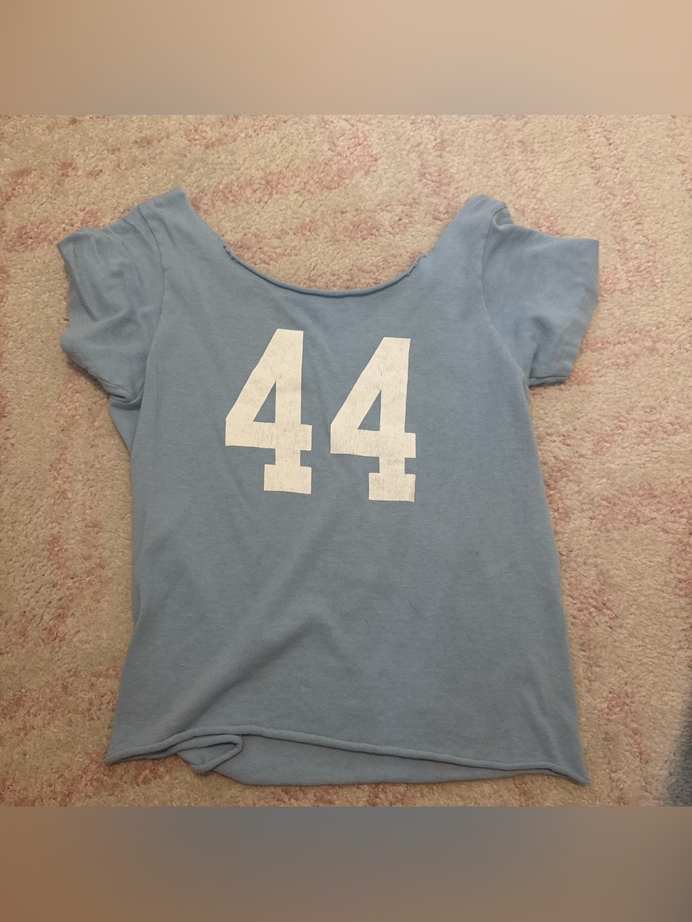 Brandy Melville Light Blue Tee with White '44' Graphic